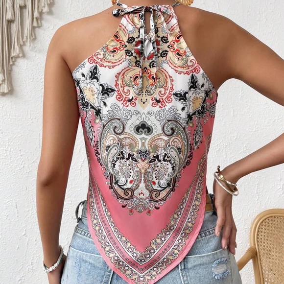 Paisley Print Satin Cami Tank Top - Picture 8 of 10